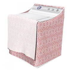 an image of a pink and white box with a washer on the front side