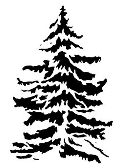 a black and white drawing of a pine tree