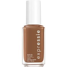 expressie is the only quick dry nail polish worthy enough to carry the essie name. expressie dries in about a minute so you can grab, try, and apply on-the-fly. essie’s first-ever angled brush allows for easy application with both hands. a wide range of unconventional shades to express yourself in every moment. vegan formula: does not contain animal derived ingredients. angle brush down on clean nail bed; apply two coats of any expressie color using dominant hand. flip and angle brush down using Fast Drying Nail Polish, Best Summer Nail Color, Neutral Nail Color, Quick Dry Nail Polish, Brown Nail Polish, Fall Nail Polish, Pedicure Colors, Dry Nails Quick, Nail Polish Colors Fall