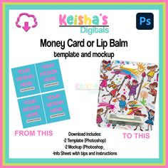 money card or lip balm template and mockup for kids to use in the classroom