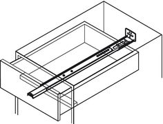 an outline drawing of a drawer with the lid open