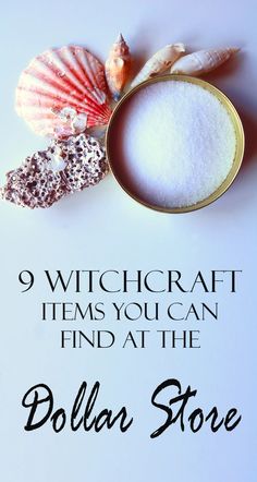 a white background with the words 9 witchcraft items you can find at the dollar store