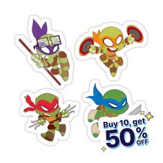 the teenage mutant ninja stickers are on sale for $ 50 each, and they're