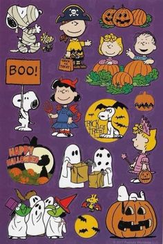 the peanuts gang halloween stickers are all over the place for everyone to enjoy their time