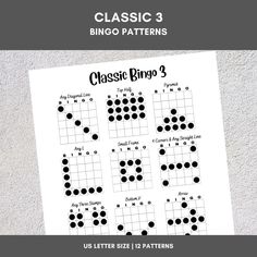 the classic piano pattern is shown in black and white, which includes five different patterns