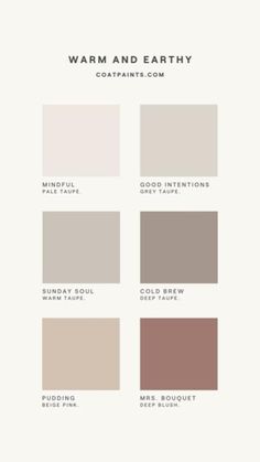 the color scheme for warm and earthy, with different shades to choose from in each section