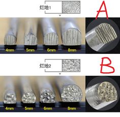 the different types of nails are shown in three different sizes and colors, including silver