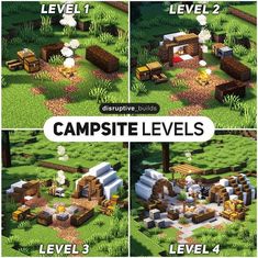 the game is showing how to build campite levels in different stages, including level 4 and