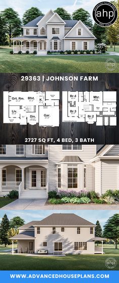 the front and back views of this house plan