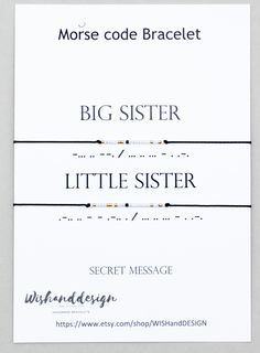 Morris Code, Sister Bracelets, Long Distance Relationship Bracelets, Morse Code Tattoo, Paper Card Design, Relationship Bracelets, Friends Phone Case, Big Sister Little Sister, Tattoos For Women Half Sleeve