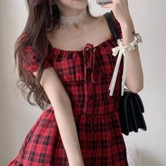 You'll be glad to be plaid in this Puff Sleeve Plaid Dress! Size Chart: Size Bust (cm) Waist (cm) Sleeve Length (cm) Shoulder (cm) Length (cm) Bust (in) Waist (in) Sleeve Length (in) Shoulder (in) Length (in) S 68 60 23 36 82 26.77 23.62 9.06 14.17 32.28 M 72 64 24 37 83 28.35 25.20 9.45 14.57 32.68 L 76 68 25 38 84 29.92 26.77 9.84 14.96 33.07 XL 80 72 26 39 85 31.50 28.35 10.24 15.35 33.46 XXL 84 76 27 40 86 33.07 29.92 10.63 15.75 33.86 Description: Silhouette: A-LineOrigin: CN(Origin)Necklin Plaid Red Dress, Thrift Inspo, Emo Aesthetic, Red Plaid Dress, Bodycon Dresses Casual, Checkered Dress, Autumn Outfits, Blood Moon, Swimwear Dress