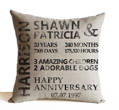 Decorative linen pillow cover for 20th Anniversary Anniversary Quotes For Parents, Parents Anniversary Gift, 20 Year Anniversary Gifts, 25 Year Anniversary Gift, Anniversary Gift For Parents, 20th Anniversary Gifts, Happy Anniversary Quotes, 25 Year Anniversary