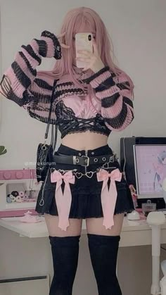 Black Pink Outfit, Punk Style Outfits, Pastel Goth Outfits, Egirl Outfits, Pastel Goth Fashion, Kawaii Fashion Outfits, Alt Fashion, Sleepless Nights, Gothic Outfits