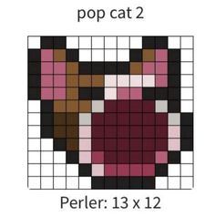 an image of a cat that is made up of squares with the text pop cat 2 perler 13 x 12