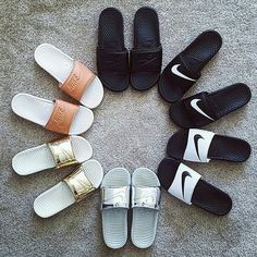 -  ̗̀ @chanelwhxre   ̖́- Nike Slippers, Nike Sandals, Sneaker Trend