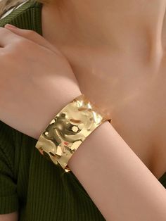 Solid Color Bracelet Accessories GOLD-One_size Mesh Panel Leggings, Winter Typ, Geometric Solids, Geometric Bracelet, Color Bracelet, Accessories Gold, Bracelet Accessories, Honeycomb Pattern, Wrist Cuffs