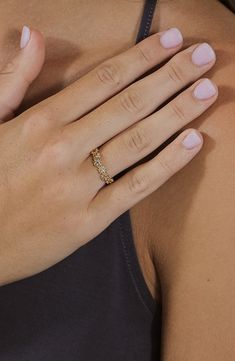 Dainty cubic zirconia sparkle along a sweet flower-band ring plated in glossy 14-karat gold. Brass/14k-gold plate/cubic zirconia Imported Ring Plate, Flower Band, Gold Brass, Keep Jewelry, Flower Ring, Sterling Ring, Band Ring, Band Rings, Nordstrom Rack