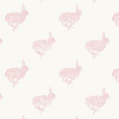 a pink rabbit wallpaper pattern on a white background in pastel shades, with an animal - like silhouette