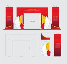 a red and yellow business stationery with two separate sections for the front and back