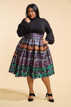 Church Outfit Black Women, Trumpet Sleeves, Classic Blouses, Trumpet Sleeve, Church Outfits, Plus Size Fashion For Women, Plus Size Skirts, Curvy Girl Fashion, Curvy Girl Outfits