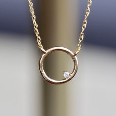 14K Open Circle Diamond Necklace, Round Pendant Necklace, Layering Necklace, April Birthstone, Open Pendant, Lightweight, Everyday Wear - Etsy Luxury Minimalist Round Necklace, Luxury Open Circle Diamond Necklace For Gift, Circle Diamond Necklace, Diamond Circle Necklace, Open Circle Necklace, Asymmetrical Necklace, Pendant Ideas, London Blue Topaz Ring, Round Pendant Necklace