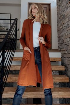 Central Park Cardigan | Rust Rust Cardigan, Colored Cardigans, Cardigan Style, Soft Sweater, Warm Autumn, Sweater Material, Cardigan Fashion, Rust Color, Softest Sweater