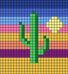 a cross stitch pattern with a cactus in the middle