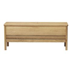 a wooden chest sitting on top of a white background