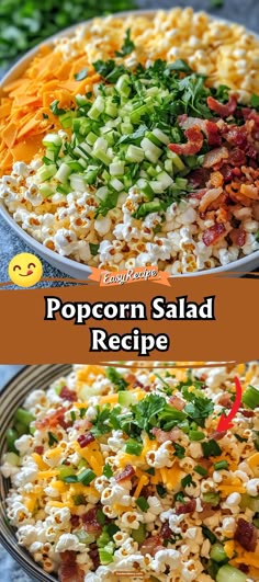 popcorn salad recipe with bacon, cheese and green onions