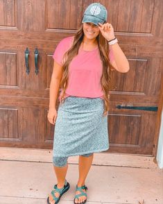 Modest Running Outfits For Women, Exercise Skirt Outfit, Blue Workout Skirt For Summer, Exercise Skirts Modest, Apostolic Athletic Outfits, Modest Athletic Wear, Apostolic Gym Clothes, Short Sleeve Shirt Outfit