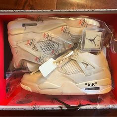 Brand New, Never Worn With Original Box And Additional Laces. Jordan 4 Retro Off-white Sail, White Air Jordan 4 With Perforations, White High-top Air Jordan 4 With Perforations, White Low-top Air Jordan 4 With Perforations, White Air Jordan 4 Lace-up For Streetwear, Sporty White Air Jordan 4 With Perforations, Luxury White Custom Sneakers With Perforations, White Lace-up Air Jordan 4 Streetwear, Jordans 4