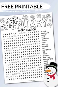 a printable snowman word search for the holidays