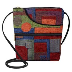 PRICES MAY VARY. Our handmade women's handbags are proudly made in the USA from gorgeous, hand cut tapestry fabrics and water-resistant nylon lining. Stylish and comfortable with a clever nylon microfiber cord that adjusts from the inside; adjustable from 6” to 56” to be worn as a Clutch, Shoulder Bag or Crossbody Purse Bella Purse is a perfect little size, great for day or night, measuring 9” wide x 10” high x 2.5” deep Festival fabric with contemporary geometric shapes in dramatic red, green, Pumpkin Bunny, Ties Crafts, Scrap Collage, Tiny Skeleton, Bear Plushie, Mouse Crochet, Necktie Crafts, Purse Ideas, Tapestry Handbags