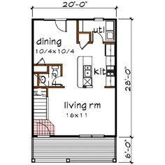 the floor plan for a small house with two bedroom and living room, as well as kitchen