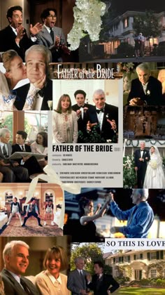 a collage of photos with people in suits and ties on them, including the words father of the bride