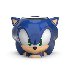 sonic the hedgehog mug is shown on a white background