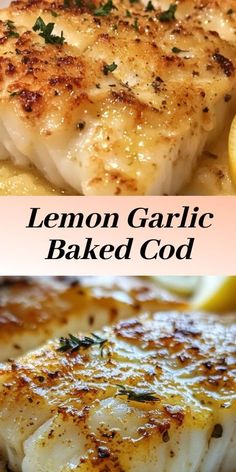 Enjoy a delightful and healthy meal with this simple and flavorful Baked Cod with Lemon and Garlic. This recipe brings out the best in fresh cod with its citrusy and garlicky marinade, making it a superb choice for a quick dinner treat! Quick Fish Dinner Ideas, Fish Recipes Cod Baked, White Cod Recipes, How To Marinate Cod Fish, Garlic Butter Cod Baked Fish, Cod With Pasta Recipes, Healthy Cod Dinner Recipes, Steamed Cod Recipes, Cook Cod In The Oven