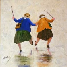 two women walking in the rain with umbrellas