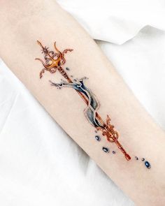 Water Witch Tattoo, Trident Tattoo Feminine, Ocean Sternum Tattoo, Water Themed Tattoos, Water Dragon Tattoo, Httyd Oc, Trident Tattoo, Tattoos 2024