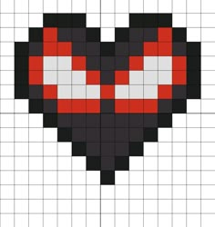 the pixel heart is made up of black, red and white squares