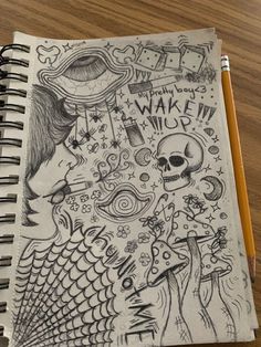 a notebook with some drawings on it