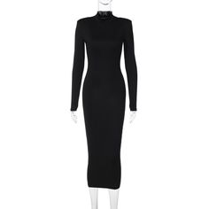 Introducing our Women Black Long Sleeve Bodycon Midi Party Dress – a captivating blend of elegance and allure perfectly designed for those who embrace the Sexy & Club style. With its sleek and sophisticated silhouette, this dress is crafted to enhance your curves and embrace your confidence. The Sheath Silhouette, combined with a Slim Fit and High Stretch Elasticity, ensures a figure-hugging look that flatters your body's natural contours. The Turtleneck neckline adds a touch of sophistication w Elegant Solid Color Bodycon Dress For Night Out, Elegant Solid Color Bodycon Cocktail Dress, Fitted Solid Color Midi Dress For Party, Elegant Slim Fit Club Dress, Fitted Black Maxi Dress For Club, Solid Color Bodycon Dress For Evening, Fitted Sheath Maxi Dress, Long Fitted Party Dresses, Long Fitted Solid Color Dresses