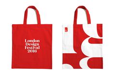 Branded Tote Bags, Pentagram Design, Red Tote Bag, London Design Festival, Conference Design, Design Festival, Recycle Bag