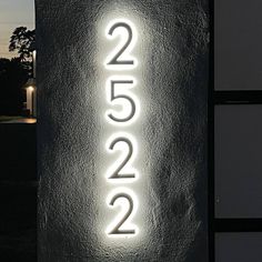 a lit up sign that reads 2052 on it