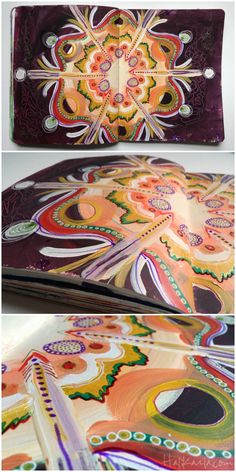 an art book with colorful designs on it