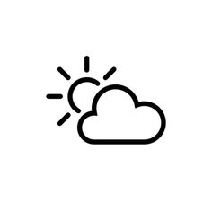 a black and white icon of a cloud with the sun in it's center