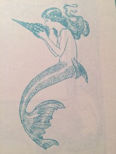 a drawing of a mermaid holding a bottle