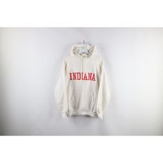 Vtg 70s Womens Large Spell Out Indiana University Hoodie Sweatshirt White USA Womens Sweater Blemishes on front middle, bottom, hood and back. Has pilling. USA made Womens size Large  Measurements are: 21.5 inches underarm to underarm 24 inches top to bottom White 50% Cotton 50% Polyester US Shipping is FREE, Canada is $15 and International is $24 Check out my other items in my store! T167 90s Cotton Hoodie With Drawstring Hood, Iu Hoosiers, University Hoodie, Womens Sweatshirts, Indiana University, Sweatshirt White, Womens Sweater, White Sweatshirt, Hoodie Sweatshirt