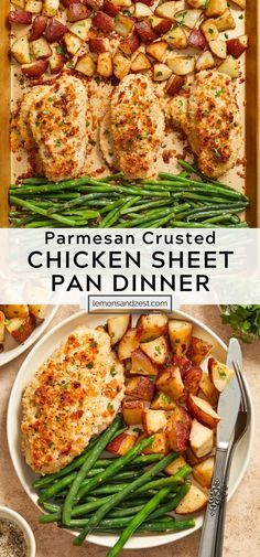 chicken sheet pan dinner with green beans and potatoes