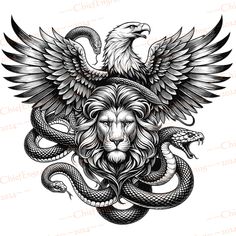 an eagle and snake tattoo design